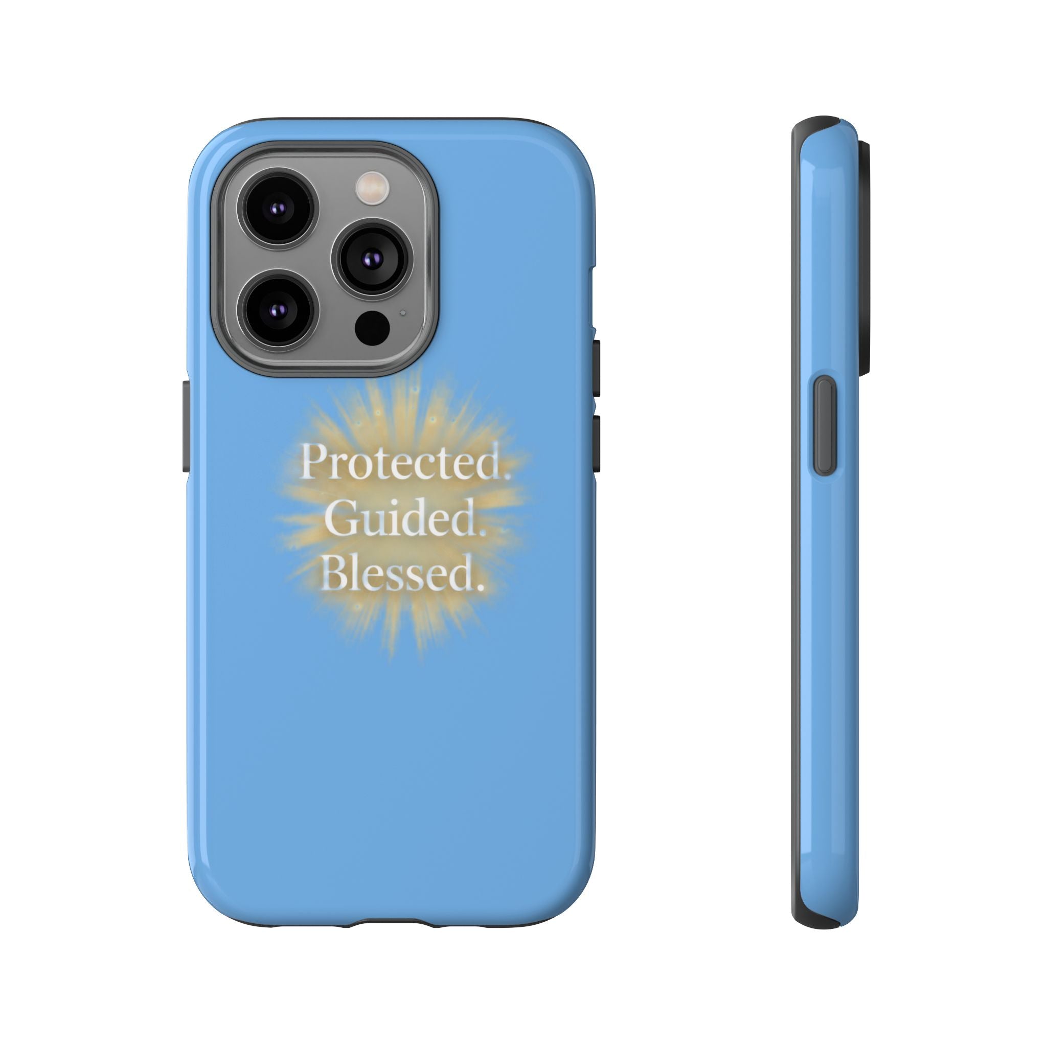 Phone Case — "Protected. Guided. Blessed." Sunburst Spiritual Protective Case