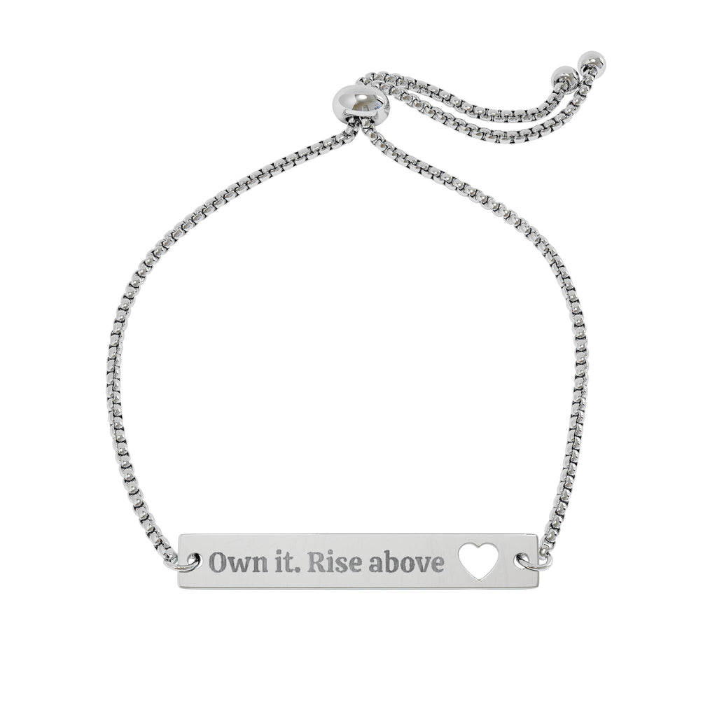 Engravable Heart Cutout Bar Bracelet — Adjustable Gold Message Bracelet