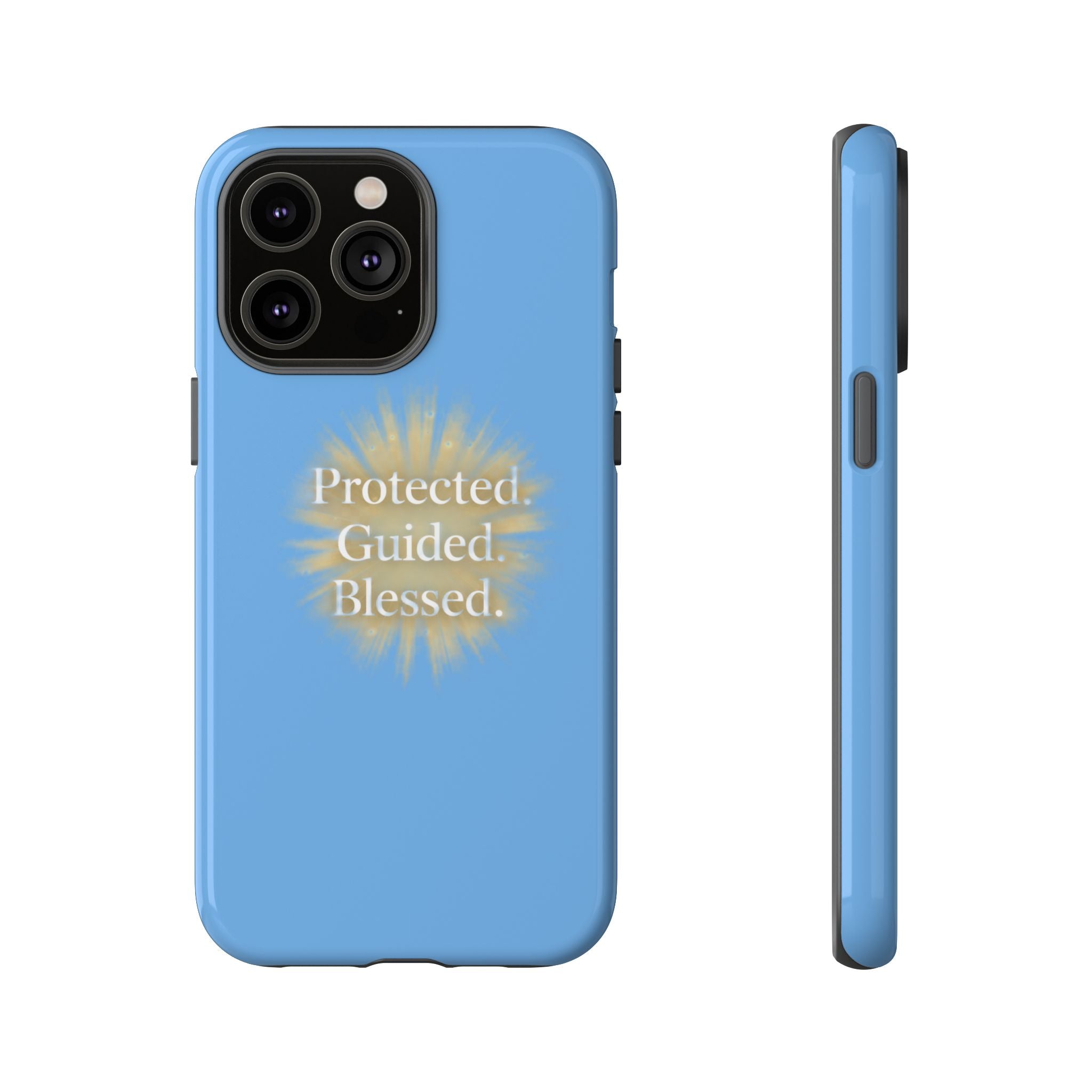Phone Case — "Protected. Guided. Blessed." Sunburst Spiritual Protective Case