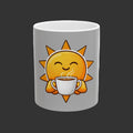 Sunshine Coffee Mug — Cute Smiling Sun Holding Coffee, Morning Positive Ceramic Mug (11oz & 15oz)