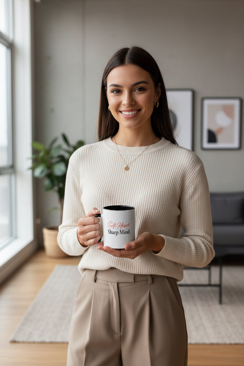 Soft Heart. Sharp Mind. Accent Coffee Mug — Inspirational Ceramic Mug (11/15oz)