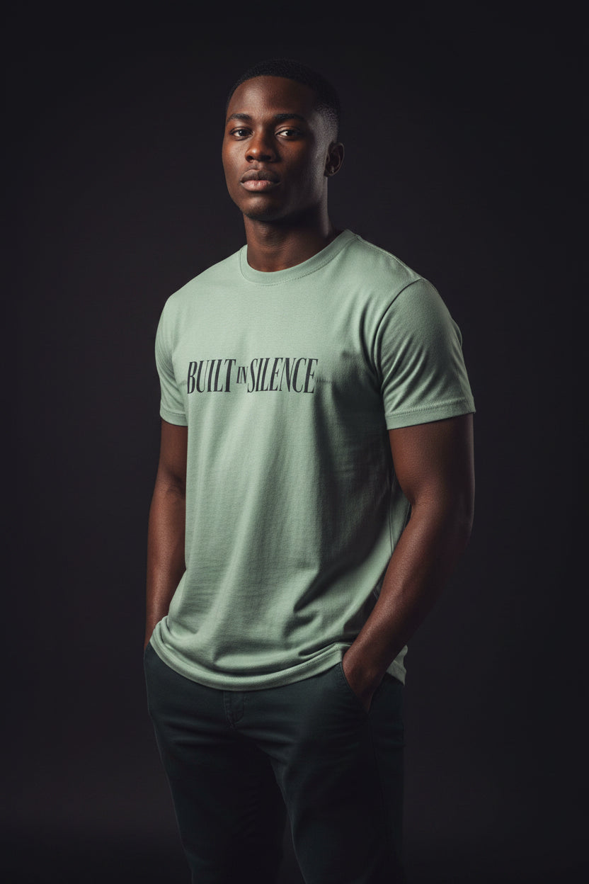 Built in Silence T-Shirt — Minimalist Typographic Tee