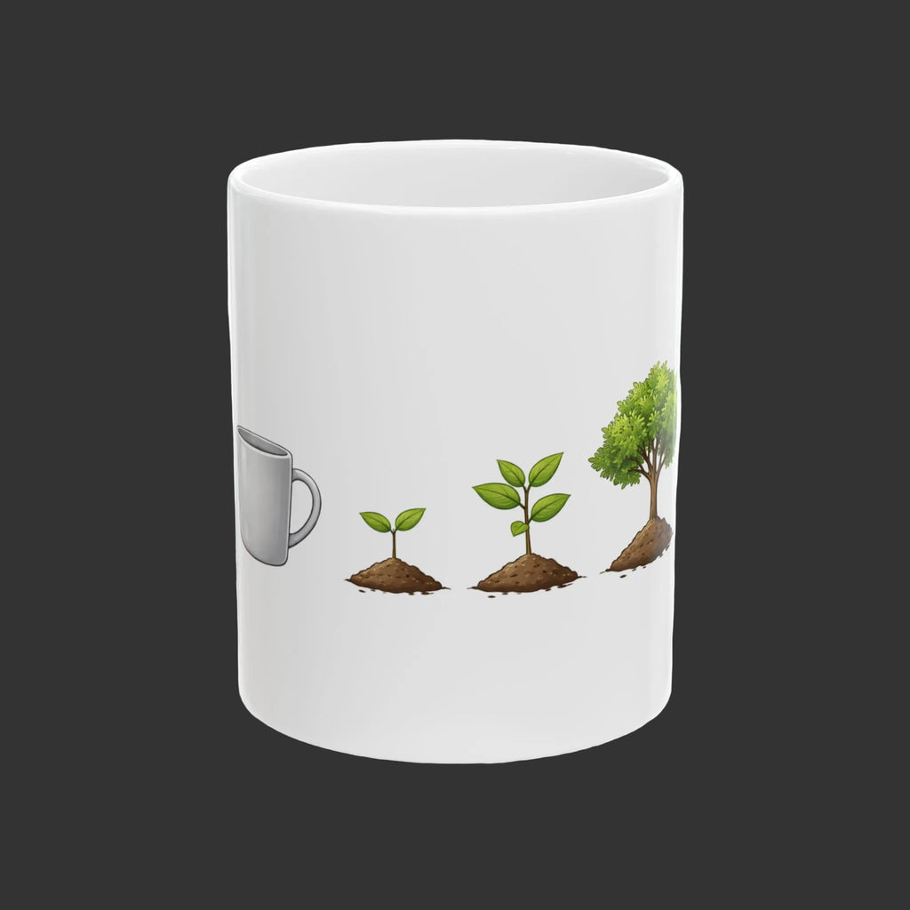 Plant Growth Mug — Evolution from Seedling to Tree Ceramic Coffee Cup (11oz/15oz)