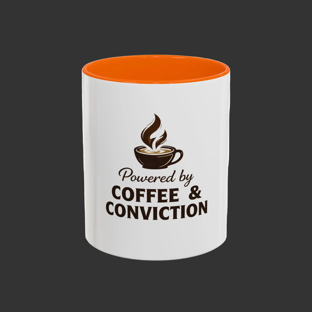 Coffee Mug — "Powered by Coffee & Conviction" Accent Ceramic Mug