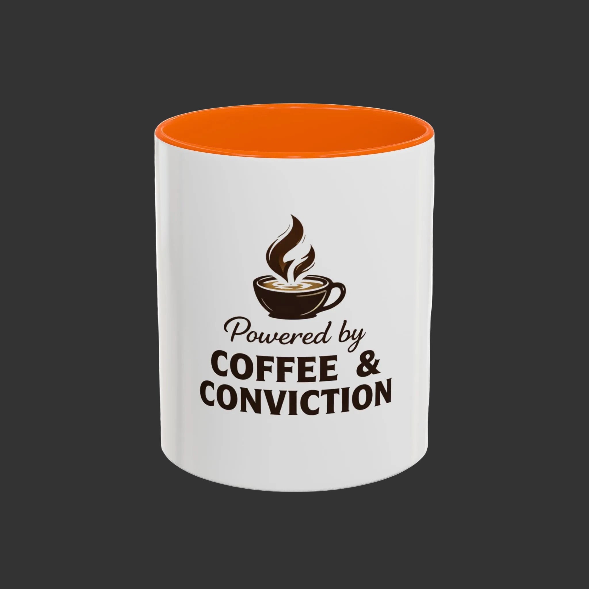 Coffee Mug — "Powered by Coffee & Conviction" Accent Ceramic Mug