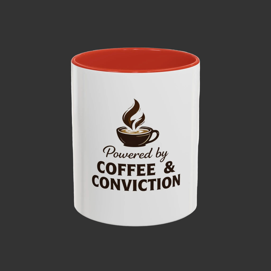 Coffee Mug — "Powered by Coffee & Conviction" Accent Ceramic Mug