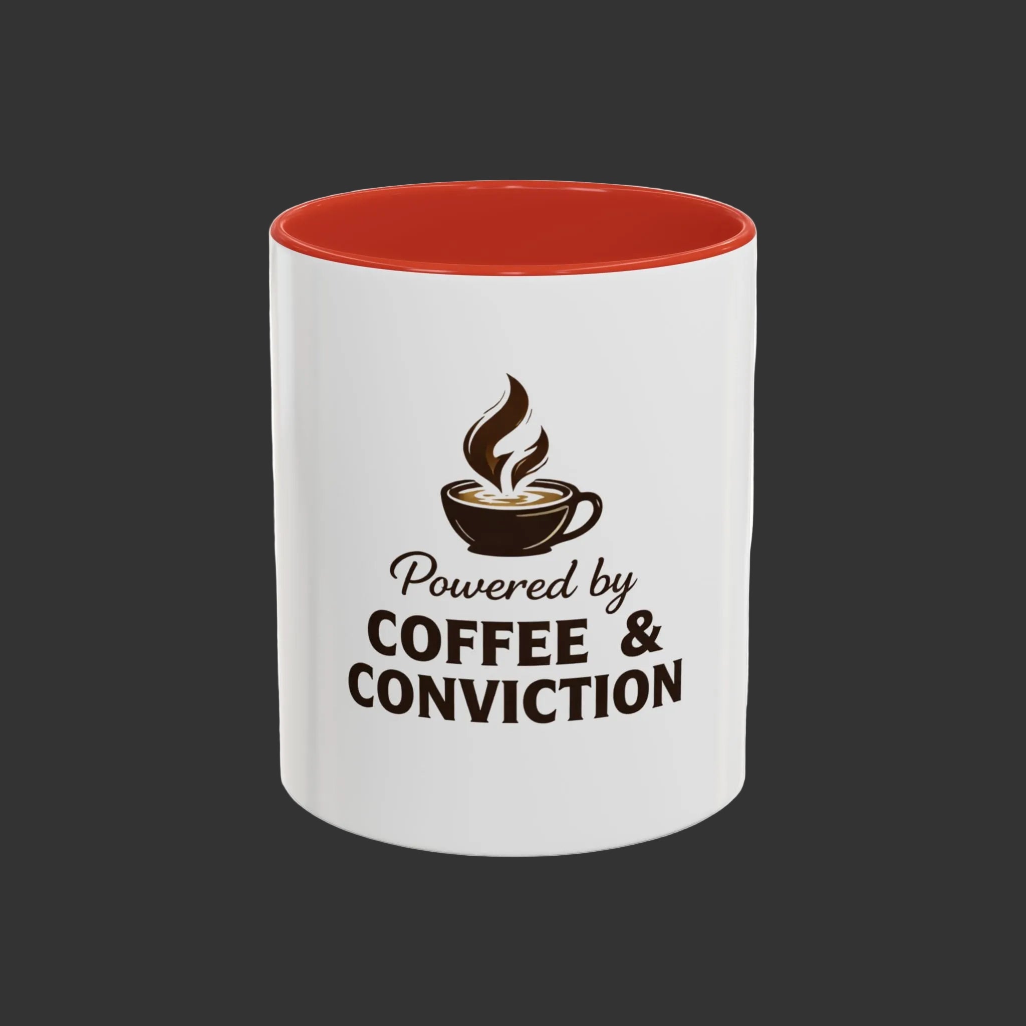 Coffee Mug — "Powered by Coffee & Conviction" Accent Ceramic Mug