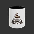 Coffee Mug — "Powered by Coffee & Conviction" Accent Ceramic Mug