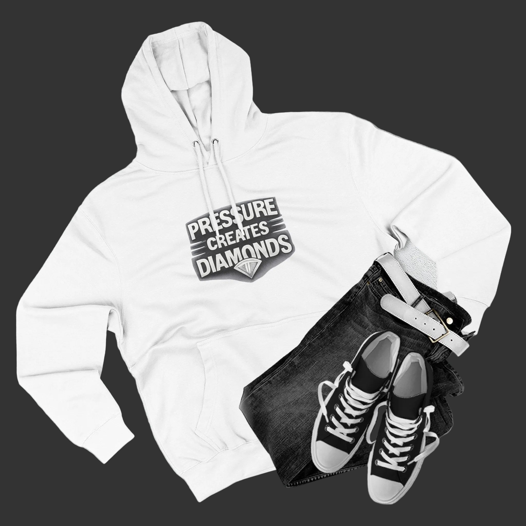Diamond Pressure Fleece Hoodie — "Pressure Creates Diamond" Design