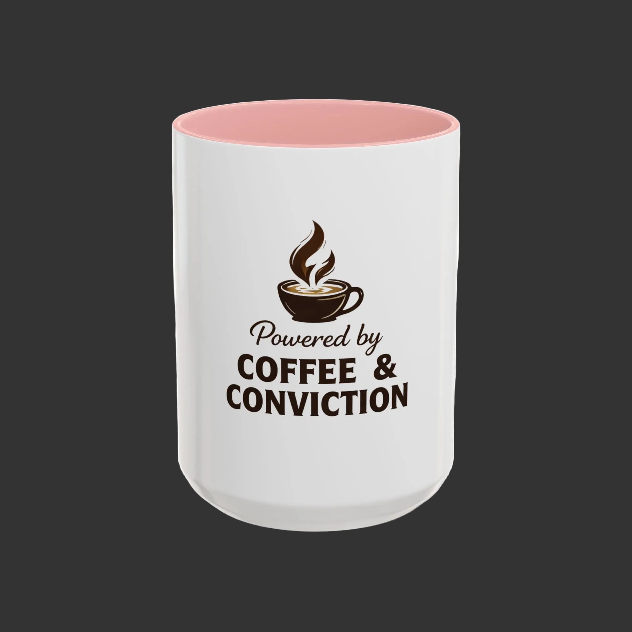 Coffee Mug — "Powered by Coffee & Conviction" Accent Ceramic Mug