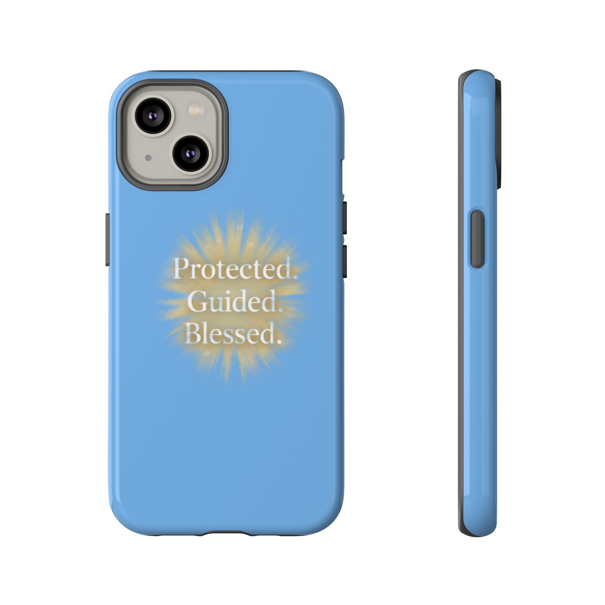 Phone Case — "Protected. Guided. Blessed." Sunburst Spiritual Protective Case