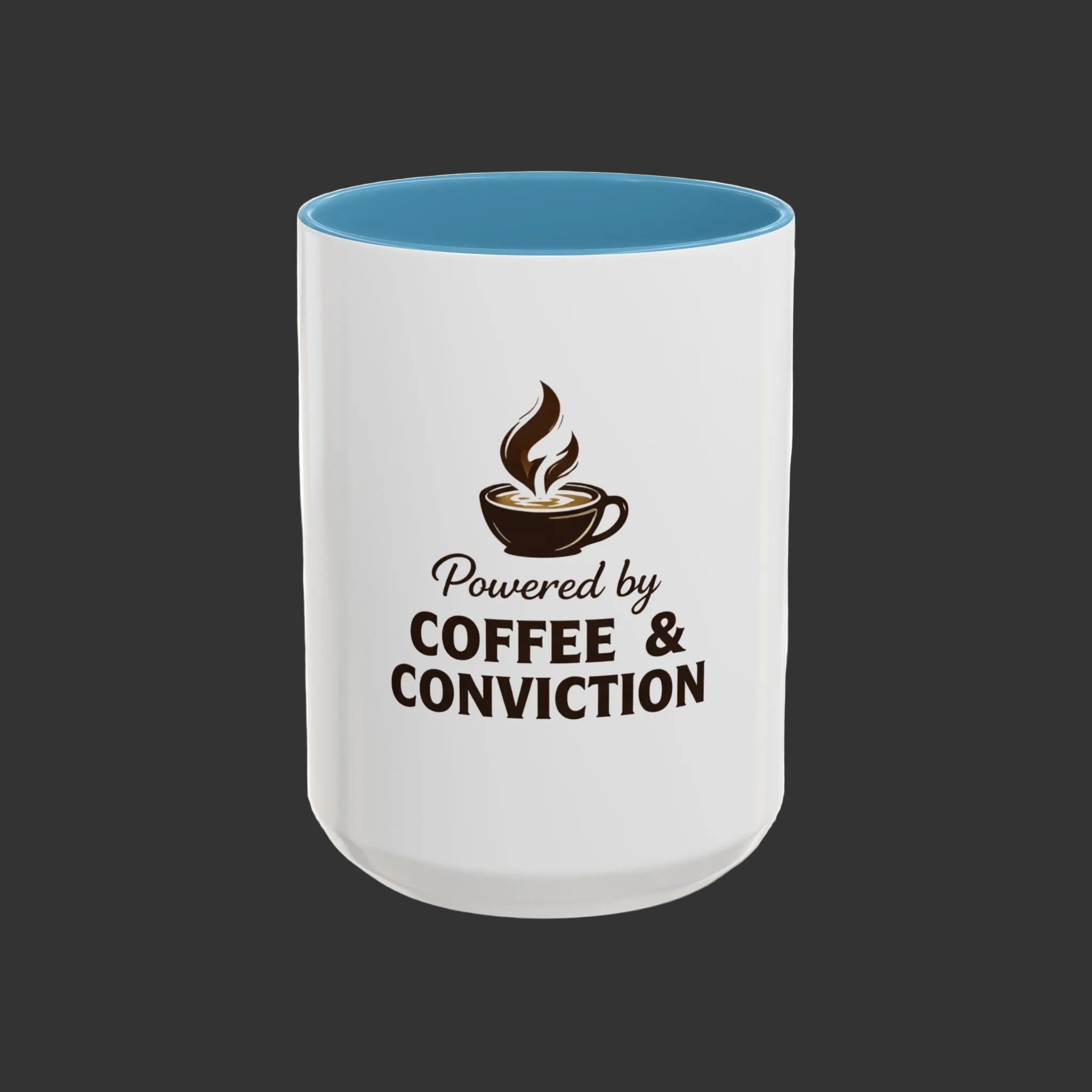 Coffee Mug — "Powered by Coffee & Conviction" Accent Ceramic Mug
