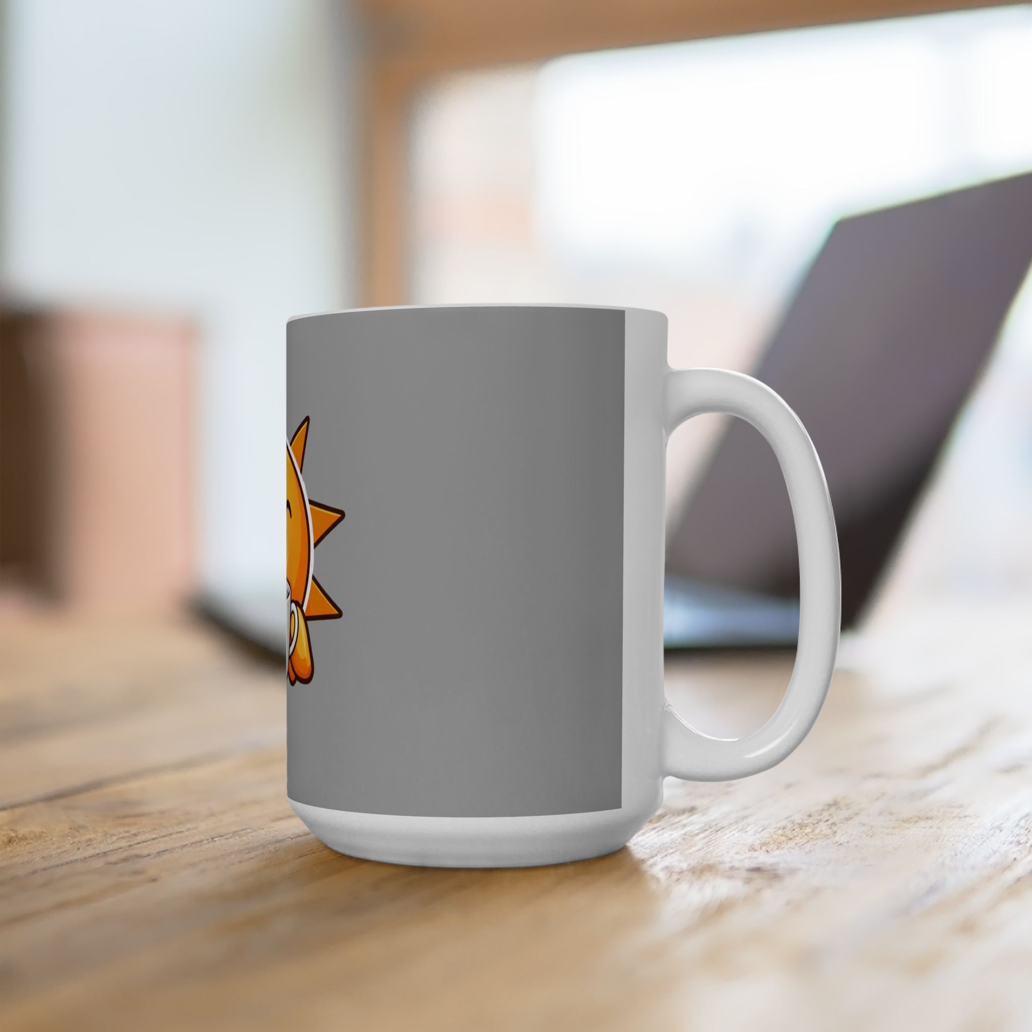 Sunshine Coffee Mug — Cute Smiling Sun Holding Coffee, Morning Positive Ceramic Mug (11oz & 15oz)