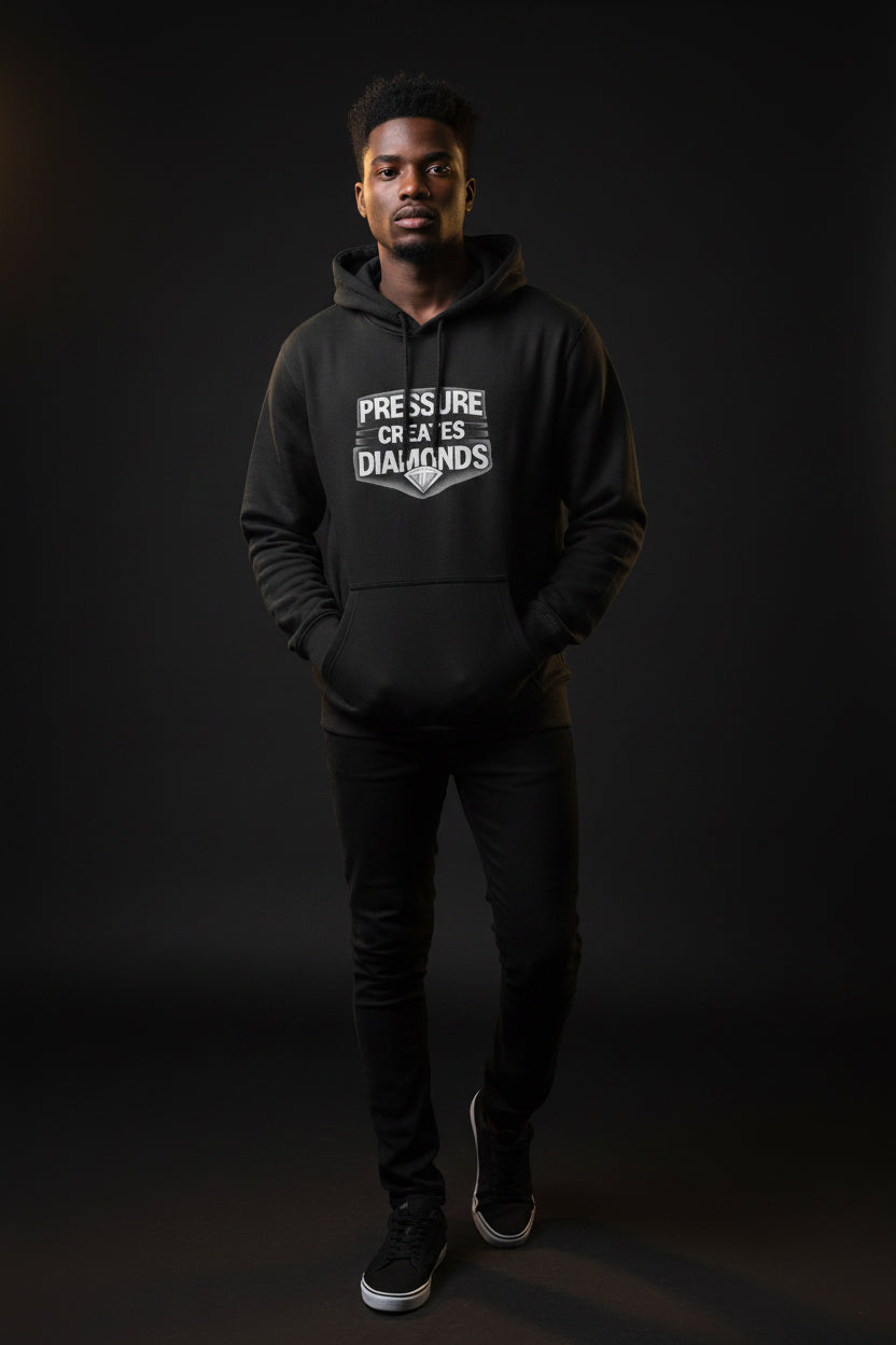 Diamond Pressure Fleece Hoodie — "Pressure Creates Diamond" Design