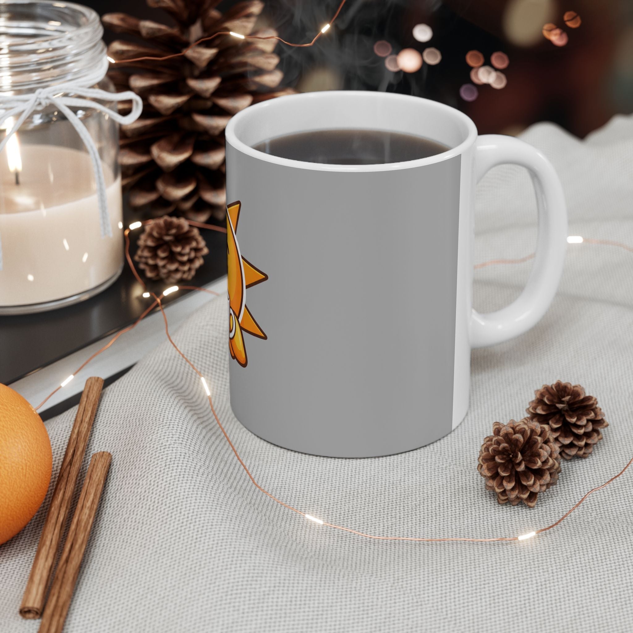 Sunshine Coffee Mug — Cute Smiling Sun Holding Coffee, Morning Positive Ceramic Mug (11oz & 15oz)