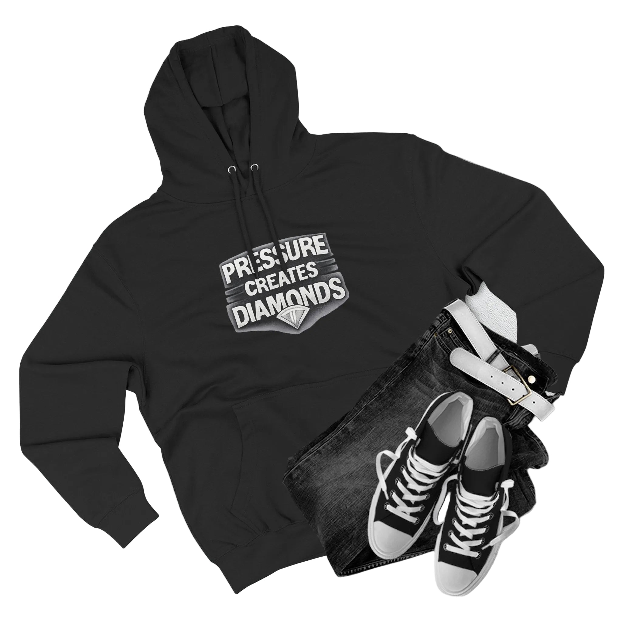 Diamond Pressure Fleece Hoodie — "Pressure Creates Diamond" Design
