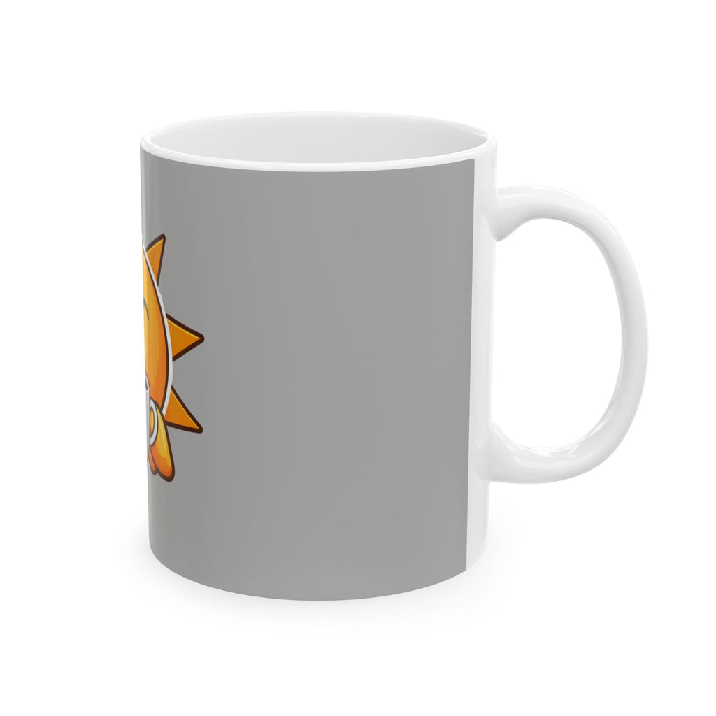 Sunshine Coffee Mug — Cute Smiling Sun Holding Coffee, Morning Positive Ceramic Mug (11oz & 15oz)