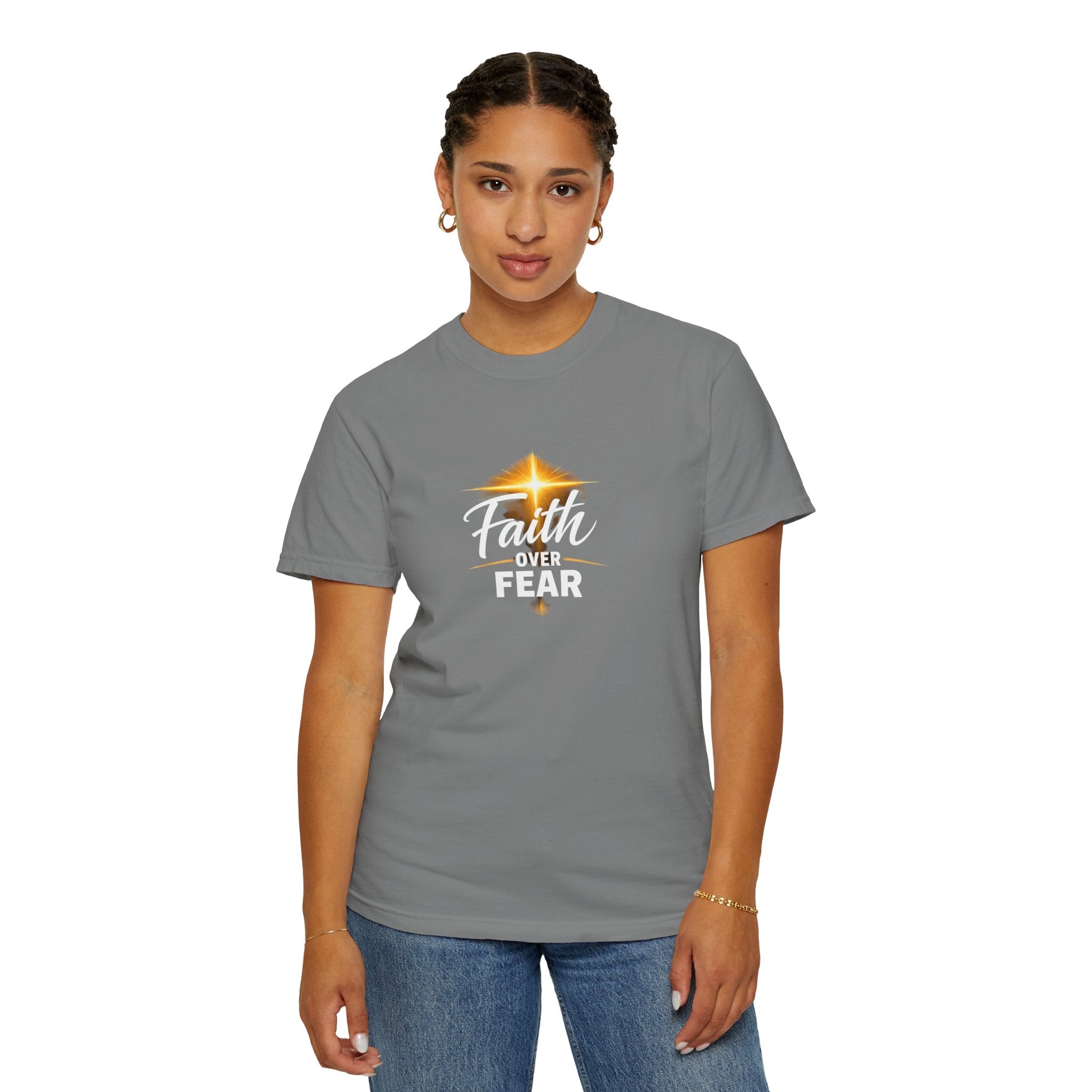 Faith Over Fear T-Shirt — Inspirational Christian Cross Tee