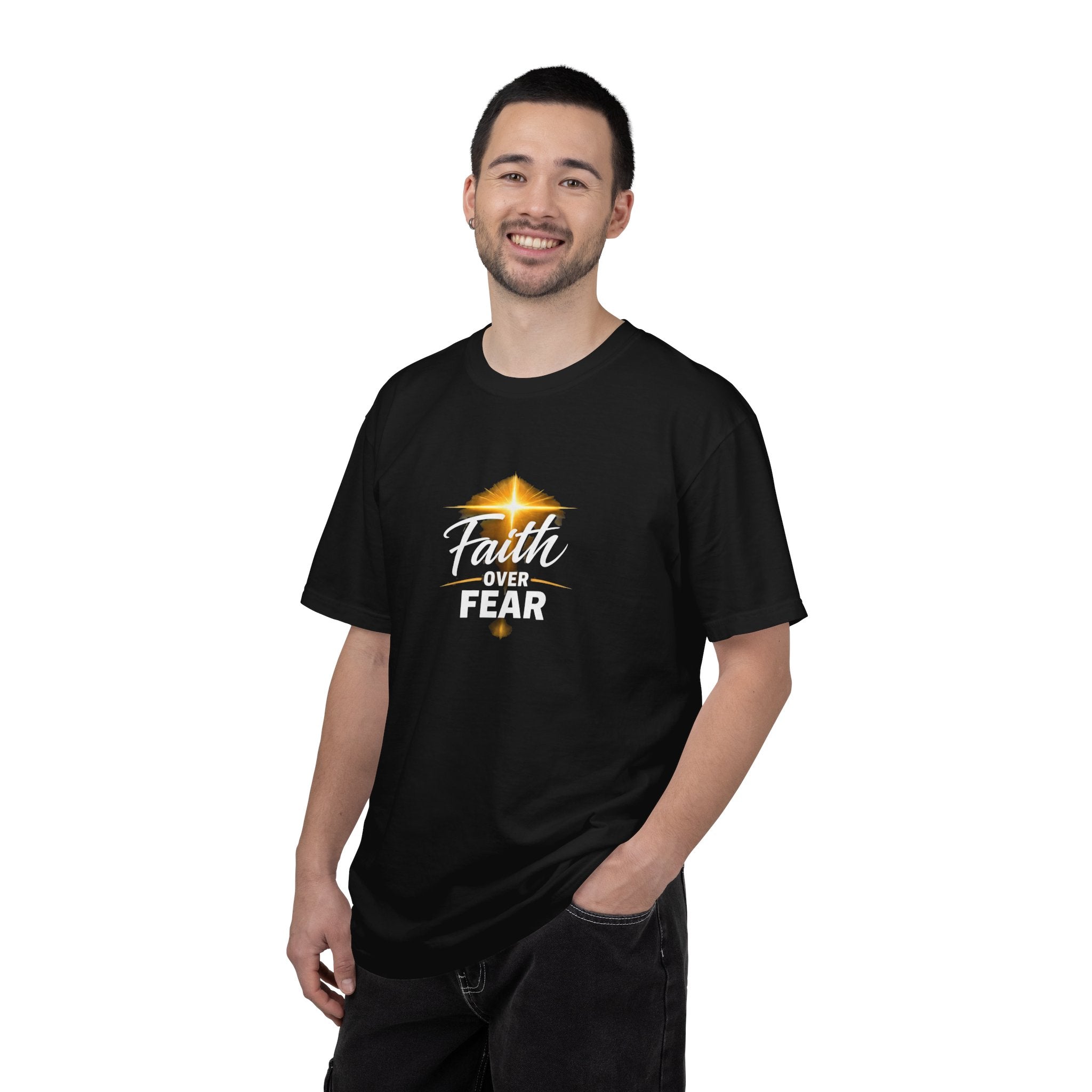 Faith Over Fear T-Shirt — Inspirational Christian Cross Tee