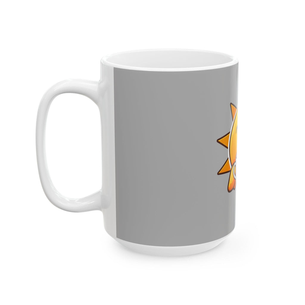 Sunshine Coffee Mug — Cute Smiling Sun Holding Coffee, Morning Positive Ceramic Mug (11oz & 15oz)