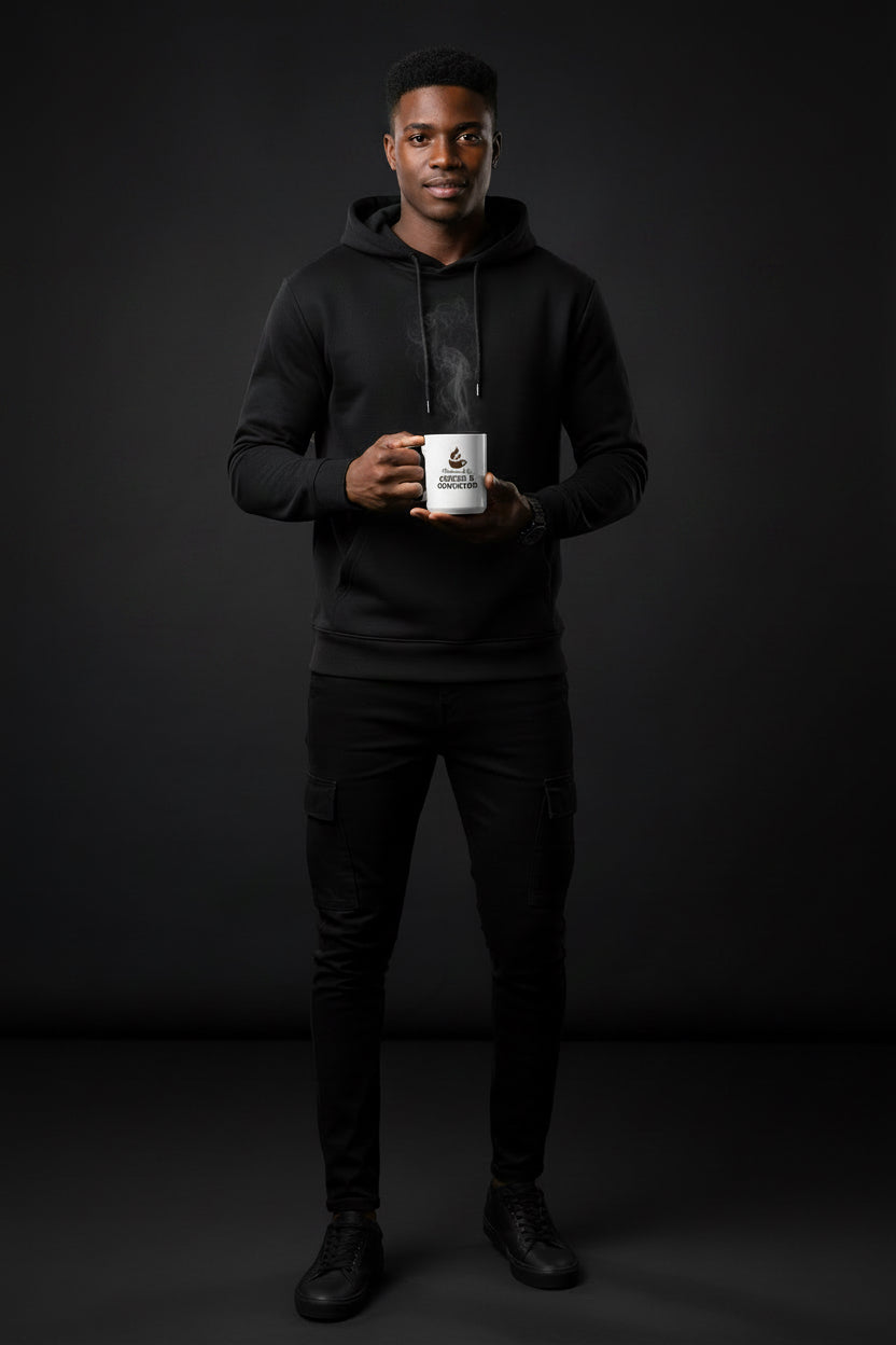 Coffee Mug — "Powered by Coffee & Conviction" Accent Ceramic Mug