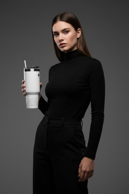 40oz Insulated Travel Mug — "Unbothered. Hydrated. Focused." Minimal Star Design