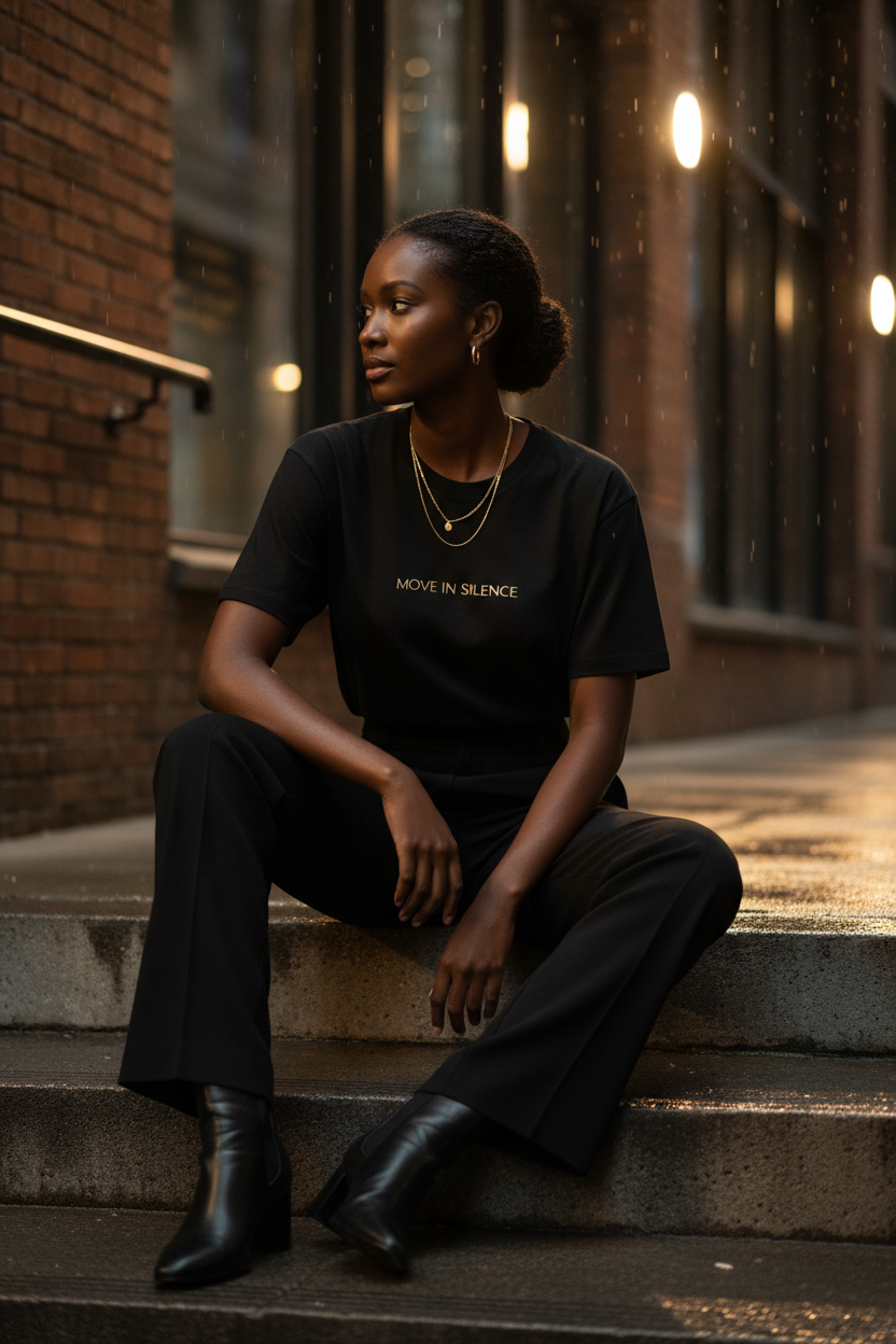 Move in Silence Tee — Inspirational Minimalist Graphic Shirt