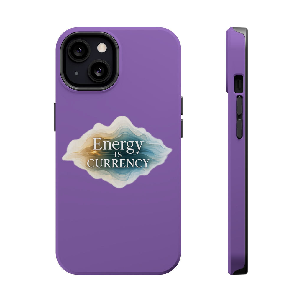 Energy Is Currency Magnetic Impact-Resistant Phone Case — Purple Spiritual Quote Design