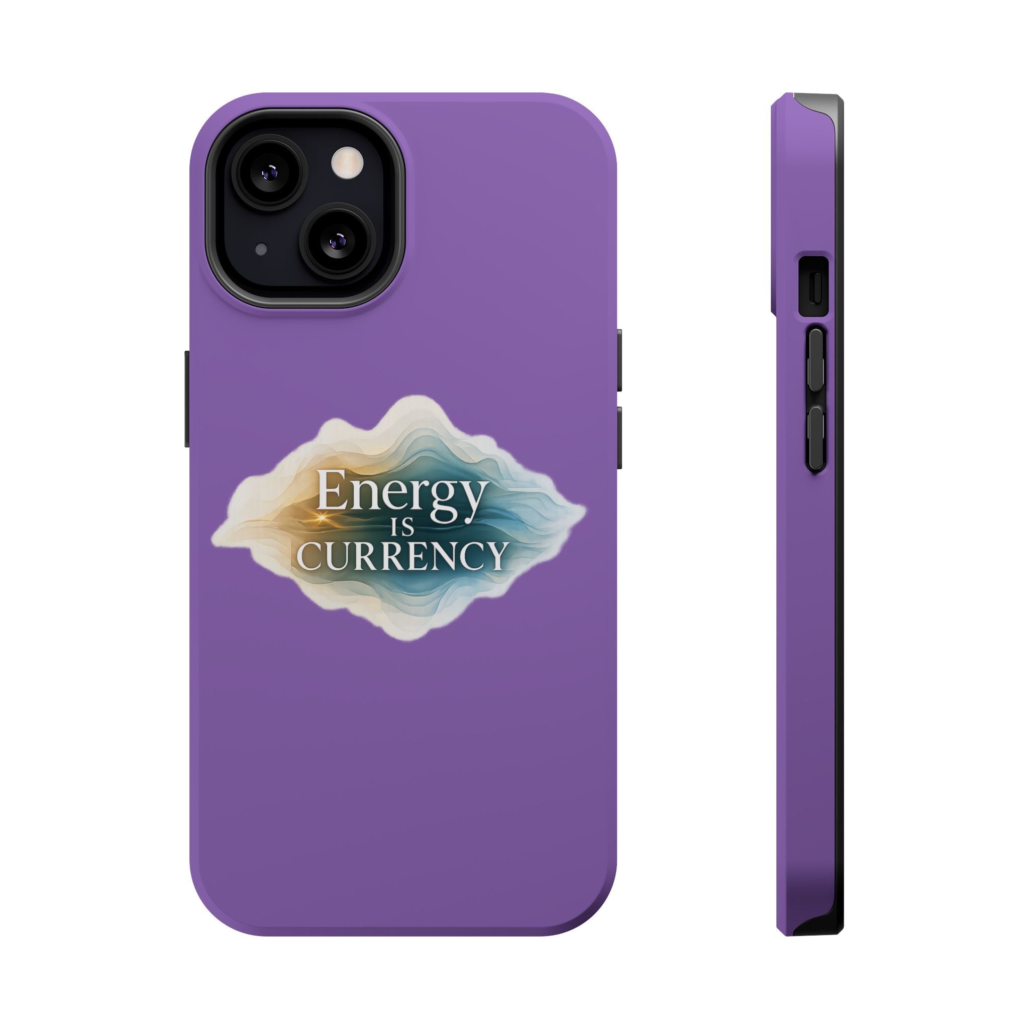 Energy Is Currency Magnetic Impact-Resistant Phone Case — Purple Spiritual Quote Design