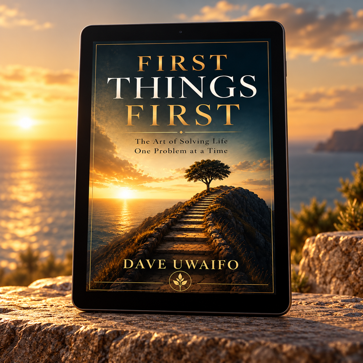 FIRST THINGS FIRST - The Art of Solving Life One Problem at a Time styled ebook mock-up