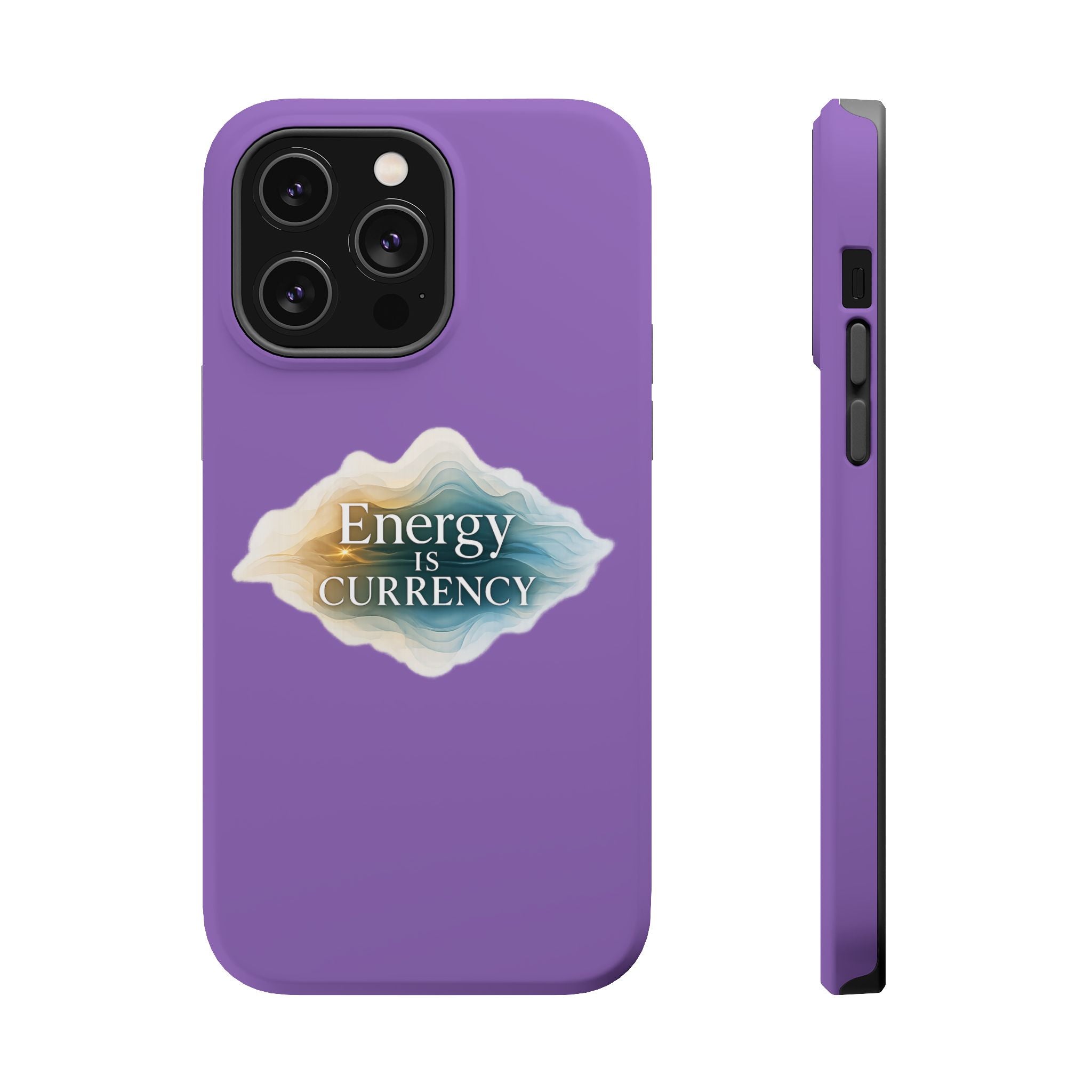 Energy Is Currency Magnetic Impact-Resistant Phone Case — Purple Spiritual Quote Design