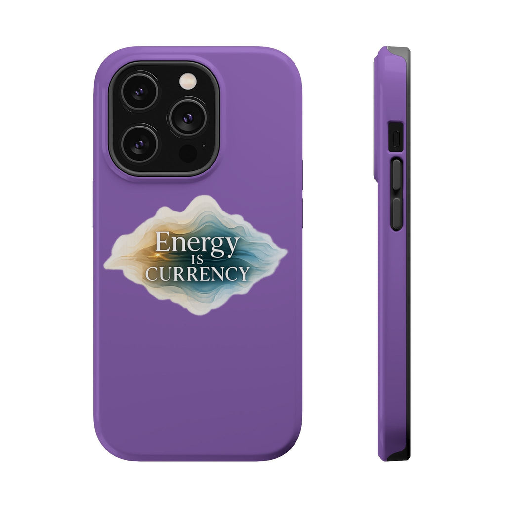 Energy Is Currency Magnetic Impact-Resistant Phone Case — Purple Spiritual Quote Design